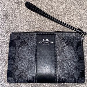 Black and Silver Coach Wrist Change Wallet